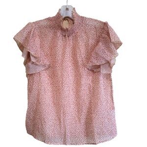 Shein Women's Brown and Tan Ruffle Sleeve Blouse Size Small